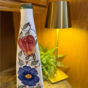 Floral Hand-Painted Vase - White, Red, Blue